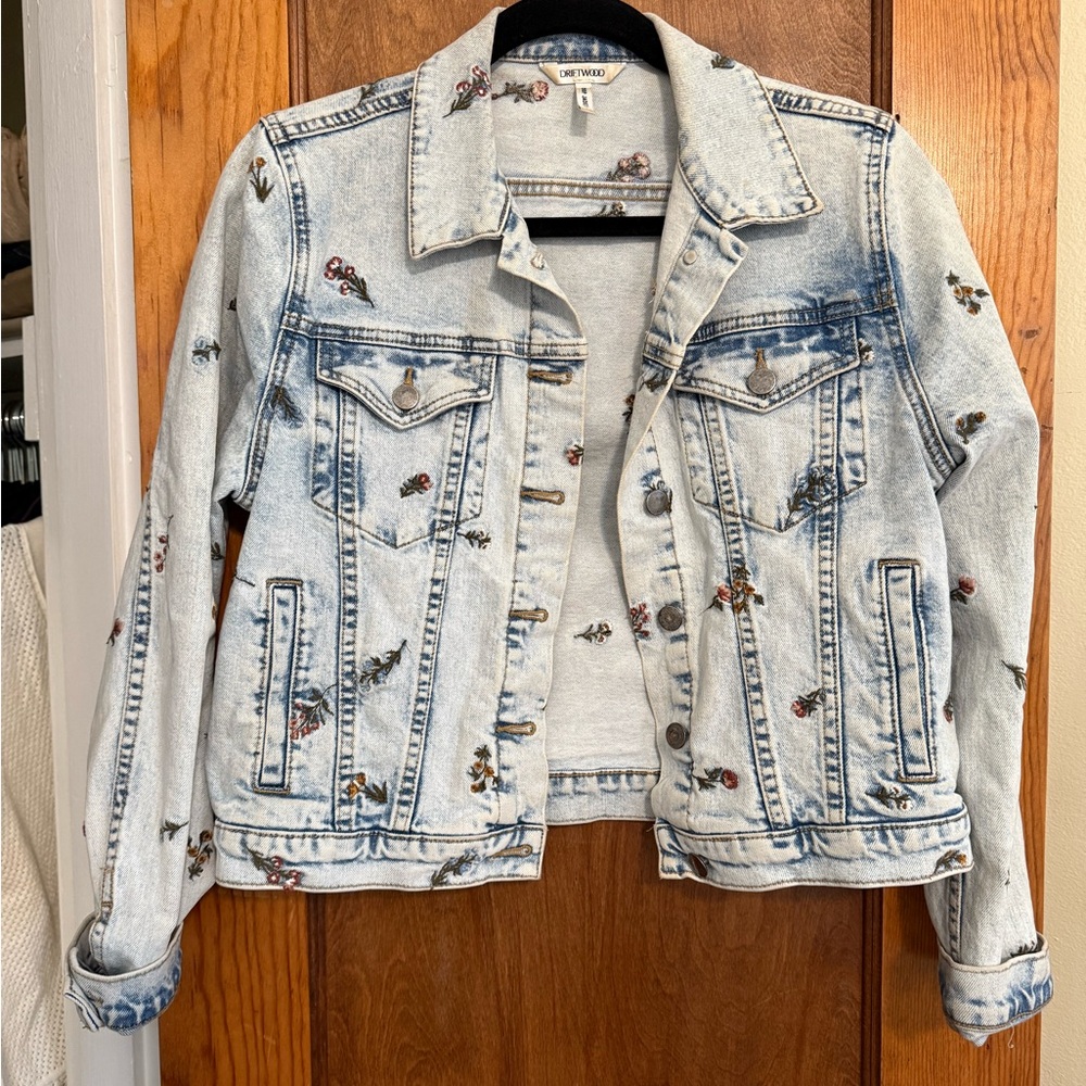 Driftwood Vintage Bouquet Embroidered Denim Jacket - S
